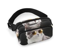 Lyfthologen Sac banane réglable pour la course, la marche, la randonnée, Mignon lunettes chat, 20x13cm