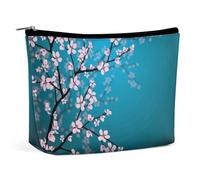 Lyfthologen Trousse de maquillage en marbre gris or rose avec fermeture éclair pour un usage quotidien, voyage, Fleurs de cerisier japonaises de printemps, One Size