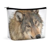 Lyfthologen Trousse de toilette portable avec fermeture éclair pour un usage quotidien, voyage, Tête de loup marron., One Size