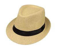 Lyguy Chapeau de Bébé en Paille - Jazz Panama Trilby Fedora Gangster Extérieur Respirant pour Enfants, Filles et Garçons