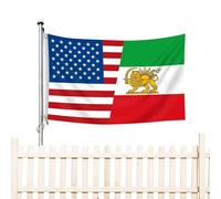 Lyh Drapeau D'amitié Old Iran USA 1,5 X 2,4 M, Drapeau De L'amitié Des Iraniens Américains, Drapeaux De Décoration Extérieure, Décoration À Double coutures Résistante À La Décoloration
