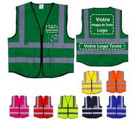 Lyhacjp Gilet Jaune Personnalisable avec Logo, Gilet Haute Visibilité, Gilet de SéCurité avec Poche, Gilet Fluorescent de SéCurité, Gilet Jaune Voiture, Gilet Vert