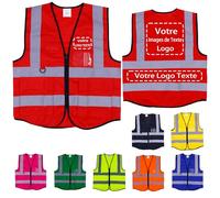 Lyhacjp Gilet Jaune Personnalisable avec Logo, Gilet Haute Visibilité, Gilet de SéCurité avec Poche, Gilet Fluorescent de SéCurité, Gilet Jaune Voiture, Gilet de Sécurité Rouge