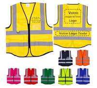Lyhacjp Gilet Jaune Personnalisable Avec Logo, Haute Visibilité, de Sécurité Avec Poche, Fluorescent, Pour Voiture