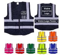 Lyhacjp Gilet Jaune Personnalisable avec Logo, Haute Visibilité de Sécurité, avec Poche, Fluorescent pour Voiture