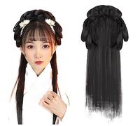 LYHHGS Perruque Ancienne Chinoise Femmes Hanfu Perruques Coiffure Photographie Accessoire de Danse Perruques Noir for Les Femmes Chignon intégré (Color : #8)