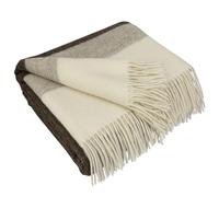 LYHome Couverture 100% Laine d'agneau - Plaid pour Le Canape Le Lit 1-2 Personnes, Couvre Hiver, Plaids Chaud de Mouton, Couvertures Grand et Souple (140 x 200 cm | Marron Rayé)