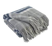 LYHome Plaid Cachemire et Merinos - Couverture pour Le Canape Le Lit, Couvertures Luxe en Laine de Mouton Grande Taille, Chaude Doux Automne et Hiver (140 x 200 cm | Gris - Bleu Foncé - Blanc Tartan)