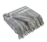 LYHome Plaid Cachemire et Merinos - Couverture pour Le Canape Le Lit, Couvertures Luxe en Laine de Mouton Grande Taille, Blanket Chaude Doux Automne et Hiver (140 x 200 cm | Gris - Blanc Tartan)