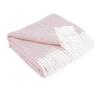 LYHome Plaid Cachemire et Merinos - Couverture pour Le Canape Le Lit, Couvertures Luxe en Laine de Mouton Grande Taille, Chaude Doux Automne et Hiver (140 x 200 cm | Rose Tendre avec Blanc Chevron)