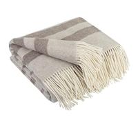 LYHome Plaid Cachemire et Merinos - Couverture pour Le Canape Le Lit, Couvertures Luxe en Laine de Mouton Grande Taille, Chaude Doux Automne et Hiver (140 x 200 cm | Blanc Cassé - Brun Clair Rayures)