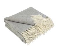 LYHome Plaid Cachemire et Merinos - Couverture pour Le Canape Le Lit, Couvertures Luxe en Laine de Mouton Grande Taille, Blanket Chaude Doux Automne et Hiver (140 x 200 cm | Gris avec Blanc Chevron)