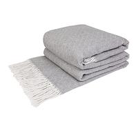 LYHome Plaid Coton - Couverture pour Canape Lit Fauteuil, Couvertures 1 et 2 Personnes, Jete Grande Taille, Couvre Doux D’été Exterieur et Intérieur (140 x 200 cm | Gris et Blanc Carrés Rayures)