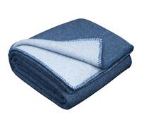 LYHome Plaid Laine Merinos - Couverture pour Canape Lit 1 Personne, Couvertures Accessoires Exterieur de Camping Militaire Voyage et Armee, Hiver Chaud (130 x 170 cm, Bleu - Bleu Clair Réversible)