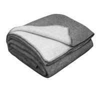 LYHome Plaid Laine Merinos - Couverture pour Canape Lit 1 Personne, Couvertures Accessoires Exterieur de Camping Militaire Voyage et Armee, Hiver Chaud (150 x 215 cm, Gris Clair - Gris Réversible)