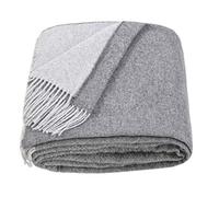 LYHome Plaid Laine Merinos - Couverture pour Le Canape, Le Lit 1 et 2 Personnes, Couvertures en Laine de Mouton, Plaids Mérinos Chaude Hiver Grande (140 x 200 cm | Gris - Gris Clair Réversible)