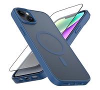 Lyhsgao Coque magnétique pour iPhone 14 Plus : avec Magsafe - Protection complète de l'appareil photo - Qualité militaire - Résistante aux chocs - Fine - Translucide - Mat - 6,1 pouces - Bleu