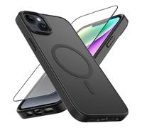 Lyhsgao Coque magnétique pour iPhone 14 Plus : avec Magsafe - Protection complète de l'appareil photo - Qualité militaire - Résistante aux chocs - Fine - Translucide - Mat - 6,1 pouces - Noir