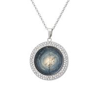 LYHVSFJW Astrologie Galactique Collier Pendentif Rond Plantes Dendritiques pour Femme Faux Diamant Collier Femme Élégant Dainty Alliage Charm Collier avec Chaîne Réglable Bijoux Mode Cadeau, One size