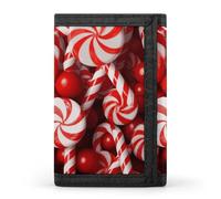 LYHVSFJW Candy Canes Portefeuille à trois volets avec 8 emplacements pour cartes, poche fine à fermeture éclair pour pièces de monnaie, portefeuille divisé pour homme et femme, Canne à bonbons, Taille