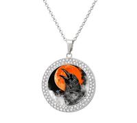 LYHVSFJW Collier avec pendentif rond en forme de corbeau qui ouvre sa bouche pour femme - Collier élégant et délicat en alliage avec chaîne réglable - Bijoux tendance, One size, Zinc, Diamant