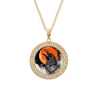 LYHVSFJW Collier avec pendentif rond en forme de corbeau qui ouvre sa bouche pour femme - Collier élégant et délicat en alliage avec chaîne réglable - Bijoux tendance, One size, Zinc, Diamant