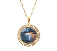 LYHVSFJW Collier avec pendentif rond en forme de nuage pour femme - Faux diamant - Élégant et délicat - En alliage - Avec chaîne réglable - Cadeau tendance, One size, Zinc, Diamant