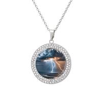 LYHVSFJW Collier avec pendentif rond en forme de nuage pour femme - Faux diamant - Élégant et délicat - En alliage - Avec chaîne réglable - Cadeau tendance, One size, Zinc, Diamant