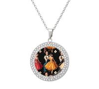 LYHVSFJW Collier avec pendentif rond pour femme - Collier à breloques en forme de disque en alliage délicat avec chaîne réglable - Bijoux tendance pour femme, One size, Zinc, Diamant