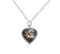 LYHVSFJW Collier urne à motif d'aigle à tête blanche avec drapeau américain pour cendres - Collier funéraire pour chiens et chats - Pendentif funéraire pour animal domestique - Médaillon souvenir