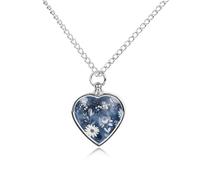 LYHVSFJW Collier urne avec fleurs sur fond bleu pour cendres - Collier funéraire pour chiens et chats - Pendentif funéraire pour animal domestique - Médaillon souvenir - Pendentifs commémoratifs pour