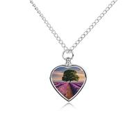 LYHVSFJW Collier urne champs et arbres de lavande pour cendres - Collier funéraire pour chiens et chats - Pendentif funéraire pour animal domestique - Médaillon souvenir - Pendentifs commémoratifs