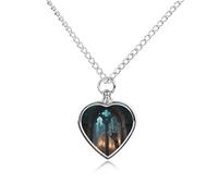 LYHVSFJW Collier urne château de sorcière pour cendres - Collier funéraire en forme de cœur pour chiens et chats - Pendentif funéraire pour animal domestique - Médaillon souvenir pour chiot et animal