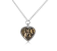 LYHVSFJW Collier urne de berger allemand pour cendres - Collier funéraire en forme de cœur pour chiens et chats - Pendentif funéraire pour animal domestique - Médaillon souvenir - Pendentifs