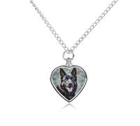 LYHVSFJW Collier urne de chien berger allemand noir pour cendres - Collier funéraire en forme de cœur pour chiens et chats - Pendentif funéraire pour animal domestique - Médaillon souvenir