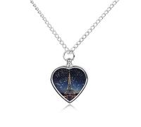LYHVSFJW Collier urne Eiffel Night Paris pour cendres - Collier funéraire en forme de cœur pour chiens et chats - Pendentif funéraire pour animal domestique - Médaillon souvenir pour chiot et animal