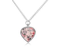 LYHVSFJW Collier urne en forme de cœur avec fleurs sur fond de pêche pour cendres - Collier funéraire pour chiens et chats