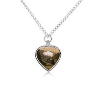 LYHVSFJW Collier urne en forme de cœur pour cendres de voiture à vapeur dans les bois - Pendentif urne funéraire pour chiens et chats - Médaillon souvenir pour chiot