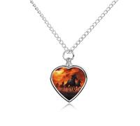 LYHVSFJW Collier urne funéraire en forme de cœur avec chevaux rouges pour cendres - Collier funéraire pour chiens et chats - Médaillon funéraire pour animal domestique
