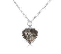 LYHVSFJW Collier urne funéraire en forme de loup gris sauvage pour cendres - Collier funéraire pour chiens et chats - Pendentif funéraire pour animal domestique - Médaillon souvenir pour chiot