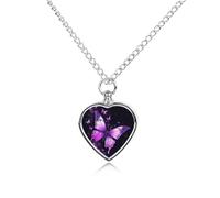 LYHVSFJW Collier urne papillon violet pour cendres - Collier funéraire pour chiens et chats - Pendentif urne funéraire pour animal domestique - Médaillon souvenir - Pendentifs commémoratifs pour chiot