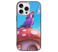 LYHVSFJW Coque de téléphone parlante perroquet violet compatible avec iPhone 16/Pro - Housse de protection antichoc fine en verre