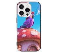 LYHVSFJW Coque de téléphone parlante perroquet violet compatible avec iPhone 16/Pro - Housse de protection antichoc fine en verre