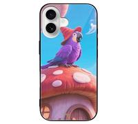 LYHVSFJW Coque de téléphone parlante perroquet violet compatible avec iPhone 16/Pro - Housse de protection antichoc fine en verre