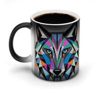LYHVSFJW Coyote, tasse à café fantaisie en céramique avec motif loup et bête de loup, tasse à café en verre changeant de chaleur, tasse à thé fantaisie personnalisée, 325 ml, tasses à sublimation pour