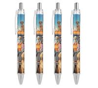 LYHVSFJW Dog Days of Summer Lot de 4 stylos à bille rétractables à encre noire super doux 0,5 mm Pointe moyenne