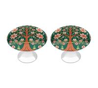 LYHVSFJW Green Tree of Life Lot de 2 boutons de tiroir décoratifs en acier inoxydable pour cuisine, porte et tiroir, armoire, placard