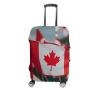 LYHVSFJW Housse de protection élastique pour de nombreux petits drapeaux canadiens, housse de valise de voyage lavable avec ouvertures à fermeture éclair, convient aux bagages de 48 à 81 cm (), blanc,
