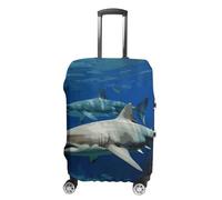 LYHVSFJW Housse de protection élastique pour valise de voyage lavable avec deux requins blancs avec ouvertures à fermeture éclair pour bagages de 48,3 à 81,3 cm, blanc, M, Fleurs et animaux