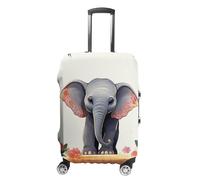 LYHVSFJW Housse de protection élastique pour valise, motif éléphant porte-bonheur lavable, housse de valise de voyage durable avec ouvertures à fermeture éclair, convient aux bagages de 48 à 81 cm (),